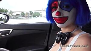 I’m just a clown teen sucking cock outdoors in wild POV action!