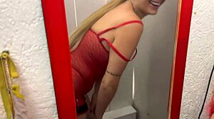 Feeling the rush as we sneak into the high-end store dressing room for passionate public sex, her moans almost getting us caught
