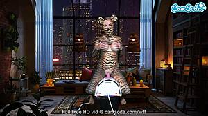 Big boobs pussy cat masturbates and blows huge cock