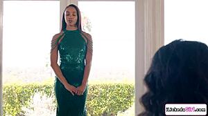 does the ebony model scissor with the milf coach?