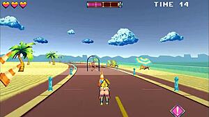 roller babe hentai game ep 2 shows outdoor bdsm. muscular guys dominate on the beach.