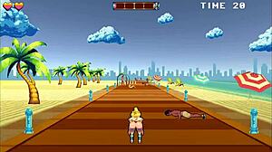 roller babe hentai game ep 2 shows outdoor bdsm. muscular guys dominate on the beach.