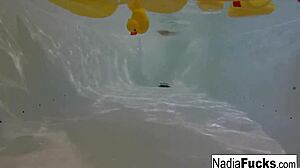 sexy nadia takes bath with rubber duckies, masturbating her pussy intensely
