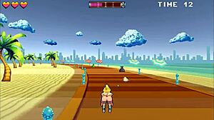 roller babe hentai game ep 2 shows outdoor bdsm. muscular guys dominate on the beach.