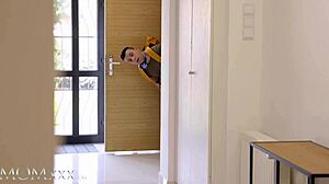 I caught the student masturbating and rode his big cock