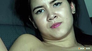 Hey! Watch This Brunette Sweetie Finger Herself to Orgasm in Backseat Solo!