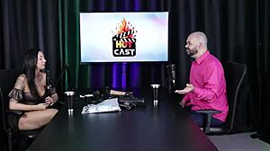 Paulo Avelar watches as friend fails to make woman squirt in sheer red lingerie.