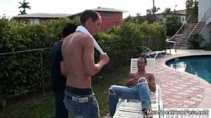 Horny gay threesome with sucking and anal