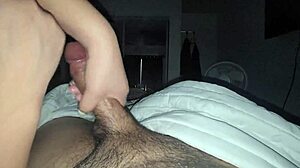 Intense Handjob on Big Black Monster Cock During Masturbation Session with Close-Up Views and Cumshot Finish