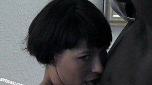 pia sofie does her first interracial blowjob on set