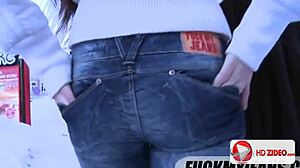 She barely pulls off her jeans for amateur hardcore anal sex, taking that big cock ass to mouth