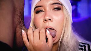 Blonde Babe Sucks Cock with Raw Passion!