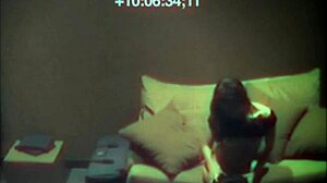 sexy babe fingering her tight pussy on the sofa for hidden cam.