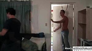 Horny gay threesome with sucking and anal