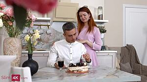 Kitsune Liss - Redhead Babe Banged Hard in Kitchen.