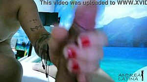 she helps him with a handjob as a gift