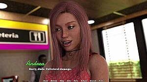 Horny busty redhead roommate in 3D law school porn game