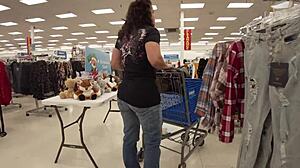 Wow, staged public flashing with that butt crack shopper, insane! 😳