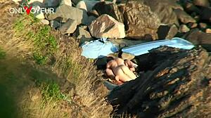 Beach voyeur catches couple thinking secluded spot is perfect for quick passionate fuck