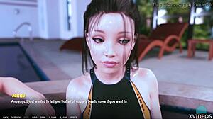 in aoa academy 22, rebecca is shiny glossy and wet