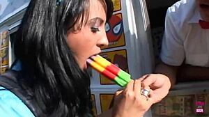 Super lovely brunette gets fucked in the van! Doggy, missionary, cowgirl!