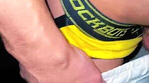 Ass Destroyer Spots Newbie In Glory Hole Wanting Breeding Macho Cock