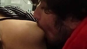 Latina amateur sucks small tits at ATM