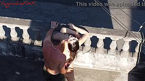 Exhibitionism and kissing almost leads to outdoor sex with drone recording