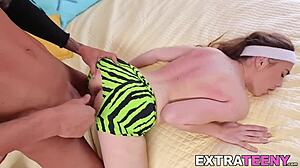 Hot Petite 18+ Teen Skye Sucks and Rides Massive Throbbing Cock Hard.