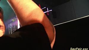 German stepmom strips naked on stage for wild public dancing. Her flexible moves stun the crowd.