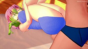 Quitandole la toalla a mitsuri kanroji para poder follarla