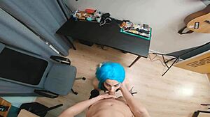 Crazy Jinx In Cosplay Fucks Hardcore On Desk With Blowjob