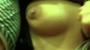 Latina amateur sucks small tits at ATM