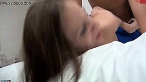 German brunette gets anal fucked and deepthroated while handcuffed