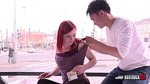 vanessa shelby gets taught to lick wet pussy outdoors. cum flies in public hardcore action