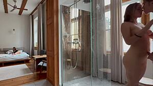 Teen Sucks and Fucks in Shower