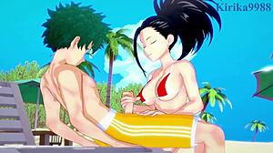 Momo Yaoyorozu And Kyoka Jiro Fuck Izuku Midoriya In Creampie Sex