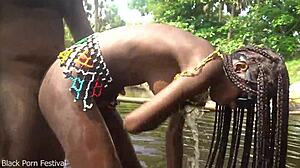 Skinny Zulu beauty bathes in river, gets passionately fucked