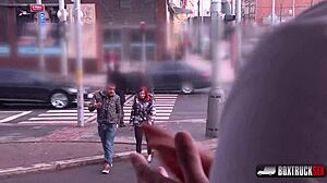 vanessa shelby gets taught to lick wet pussy outdoors. cum flies in public hardcore action