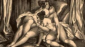 Vintage cartoon illustration of retro anime hentai