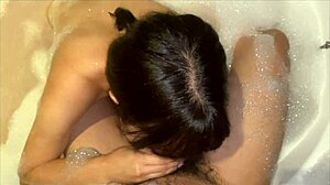 Perverted couple fucks in bubble bath!