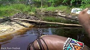 Skinny Zulu beauty bathes in river, gets passionately fucked