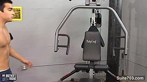 hot gays sucking monster cocks and fucking asses in gym 😈