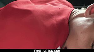 Does the hot black baseball coach creampie the cute twink boy?