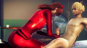 is asuka femboy ready to swallow that cum in evangelion?