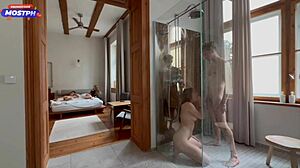 Teen Sucks and Fucks in Shower