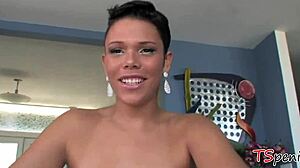 small titted tranny crystal masturbates her ass in american crossdressing fun! 😏