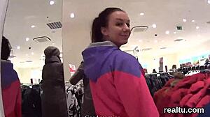 attractive czech teen seduced and fucked in shop pov