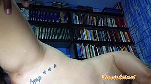 Blonde gets anal from big cock in blue room