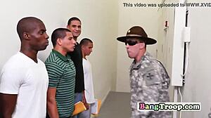 i watched gay soldiers in a hot foursome with their superior in the classroom